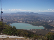 decollage, vue sur le lac d'Iguala