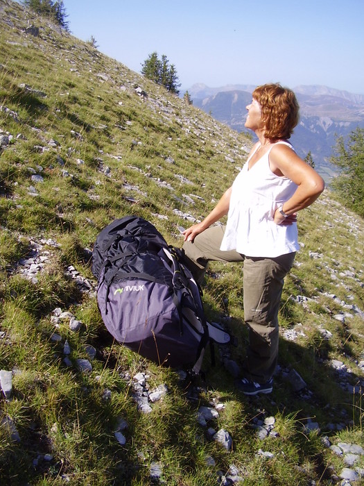 Dominique juste sous le sommet du Pic de Savernes