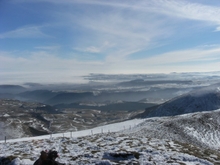 sommet de la Tache et vue sur la plaine dans le brouillard