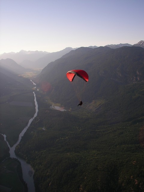 Gord flying in Pemberton down the valley, BC